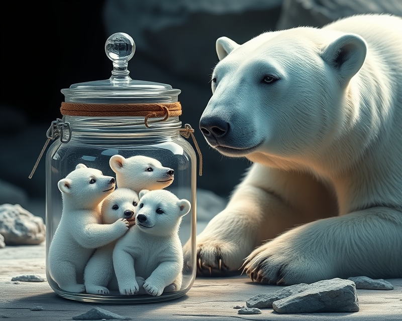 jar, polar bear